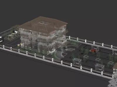 Luxury Neoclassical Villa - Full Exterior - Landscape Design 3D model