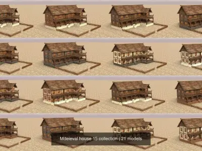 Mdeieval house 15 collection 3D Model Pack