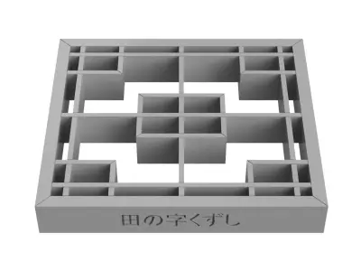 Tanojikuzushi art deco window frame - benjamin moore 3D print model