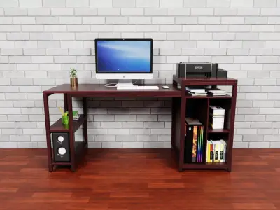 Computer Table - Wooden PC Desk Table - Corner Desk 3D model
