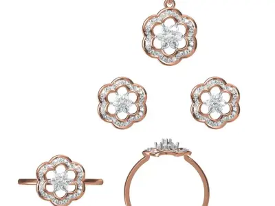 Light wt Ring Earrings Pendant set stl jcd 1-render details  3D print model