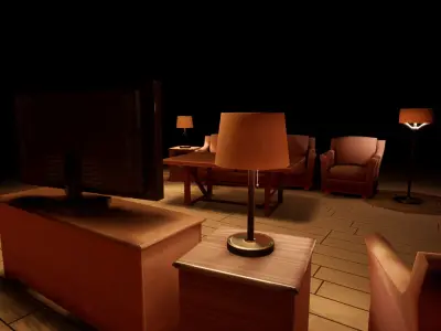 Living Room Set Low-poly 3D model