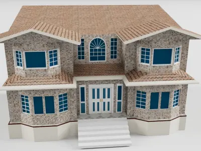 3D Building house Low-poly 3D model