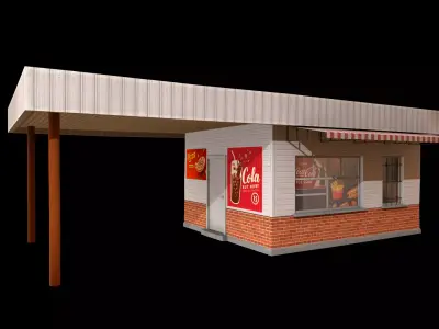 fast food shop Low-poly 3D model