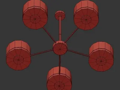 SL024 five light chandelier in gold with shades 3D model