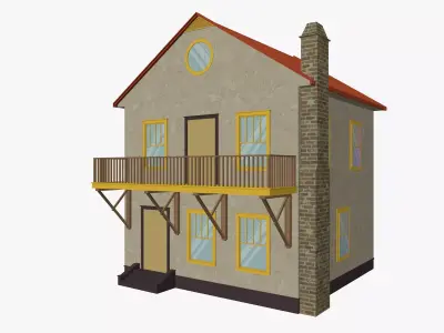 Cartoon House 6 Low-poly 3D model