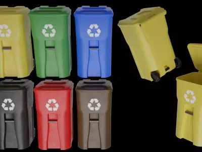 Recycling Bins - Multiple Colors Low-poly 3D model