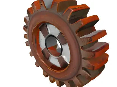 Rusty Industrial Gear Wheel Low-poly 3D model