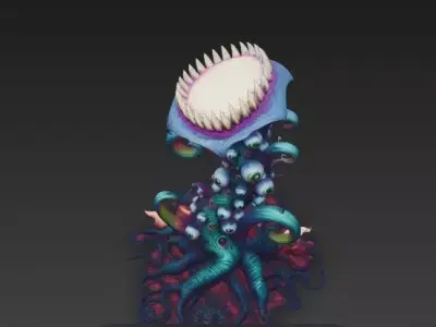 Alien Carnivorous Plant - Stylized Sci-Fi Tentacle  WITH EYES 3D model