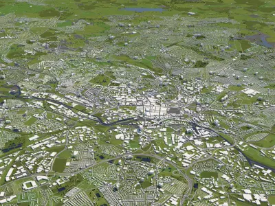 Leeds 50x50km 3D City Map 3D model