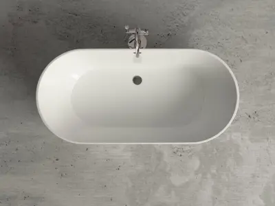 Freestanding oval bathtub with floor-mounted tap 3 3D model