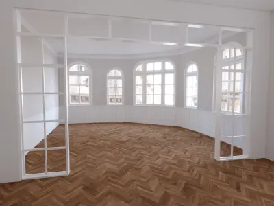 Apartment Shell With Kitchen And Bathroom 3D model