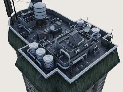 Building Skyscraper City Town Downtown Office Space Work Street Low-poly 3D model 10