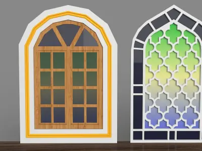 Mosque window with motif   Autocad and 3Dmax Low-poly 3D model