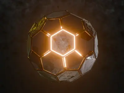 Customizable Sci-Fi Futuristic Metal Sphere Ball 3D model