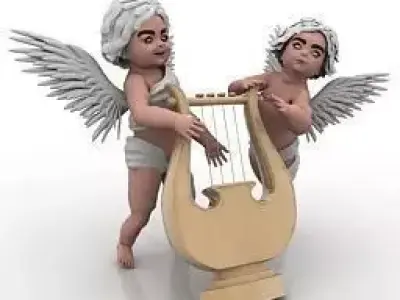 angel angels playing harp 3D print model