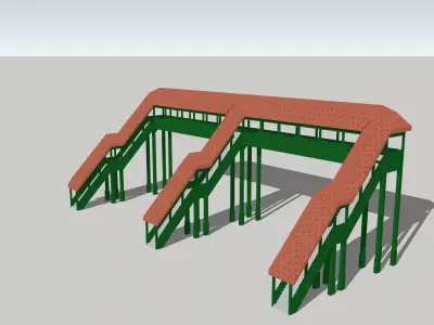 Overhead Covered 3 Entrances Footbridge by Outland Models Low-poly 3D model