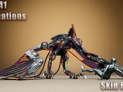 Sci-Fi Pterodactyl  Low-poly 3D model