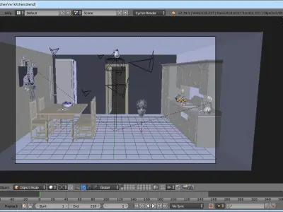 Kitchen - checkered floor 3D model