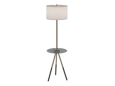 Glass Table Built-In Gold Floor Lamp 3D model