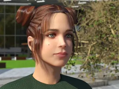 Urban Style Young Woman Rigged for Cinema 4D 3D model