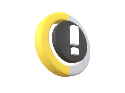 Battery Circle with Exclamation Mark Symbol v1 011 Low-poly 3D model