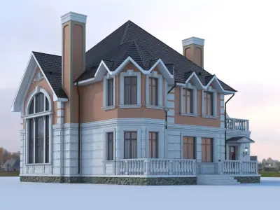 Mansion victorian house at dusk 3D model