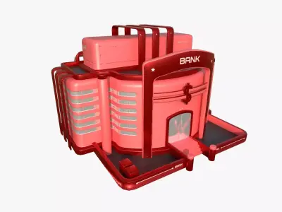 SciFi Bank A05 Red - Sci Fi Exterior Design Low-poly 3D model