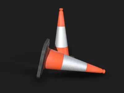 Traffic Cone Clean and Dirty Low-poly 3D model