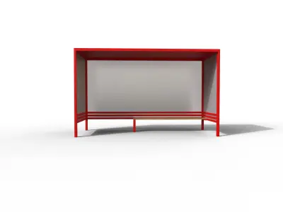 Bus Stop Low-poly 3D model 10