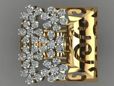 Beautifull Jali On Surface With The Flower Of Daimonds Ring  3D print model