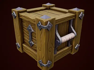 Stylize Wooden Box Low-poly 3D model