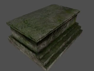 Tomb 2 stone bench Low-poly 3D model