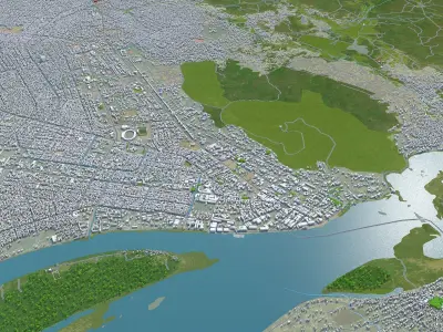 Bangui Central African Republic 25km Low-poly 3D model