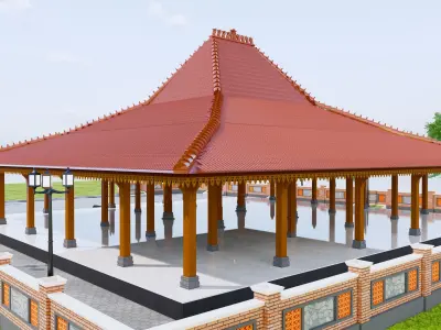 Traditional Wooden Javanese House or named Joglo  3D model