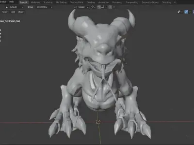 Monster Sci-fi Dragon for your games and animation Low-poly 3D model