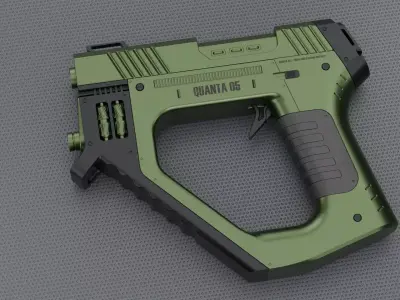 Quanta 05 SciFi Concept Futuristic Handgun Green Color 3D model
