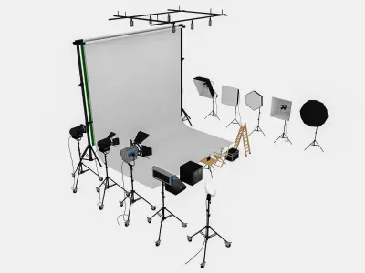 Studio Photography Lights 2 3D model