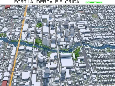 Fort Lauderdale Downtown Florida USA Low-poly 3D model