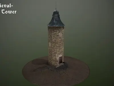 Medieval Guard Tower 01 Low-poly 3D model