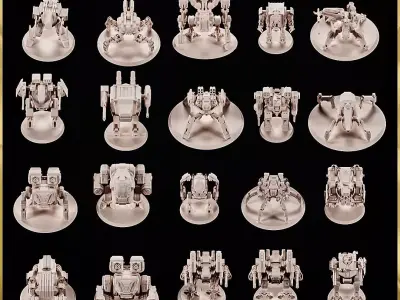 20 Different Mech Miniature Pack  STL Collection  3D print model