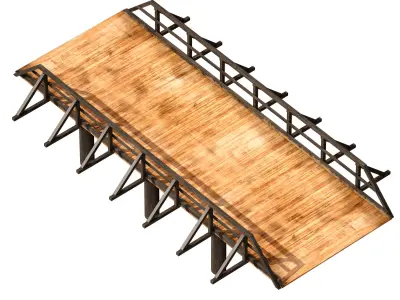 Wooden bridge over the river 3D model