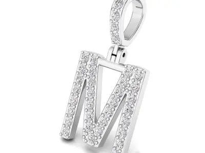 Alphabet M-letter single row pendant 3D print model