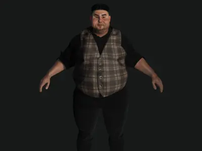 AAA 3D REALISTIC FAT MALE BUSINESSMAN 3-RIG GAME READY CHARACTER Low-poly 3D model