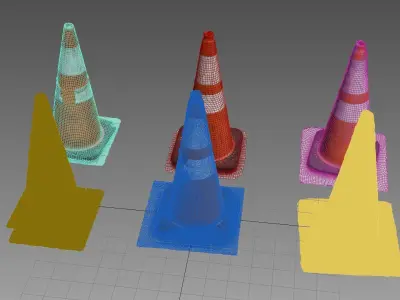 3 Photorealistic Construction Cones - 8k Texture Maps Low-poly 3D model