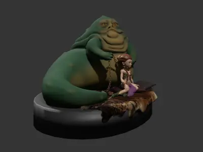 Leia Slave and Jabba the Hutt 3D model
