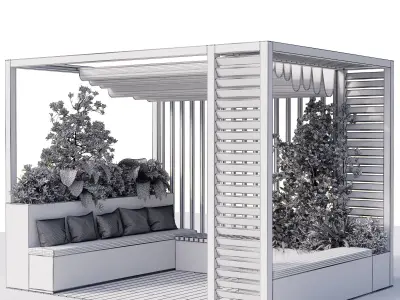 Landscape Furniture with Pergola and Roof garden 15 Low-poly 3D model