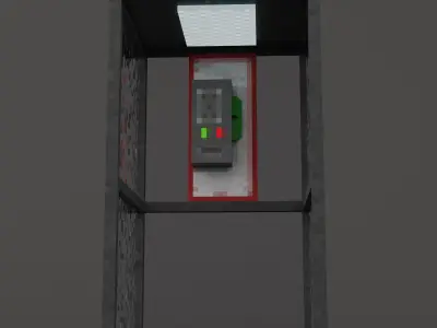 Phone box - PBR pixel art - PSX Retro Style Low-poly 3D model