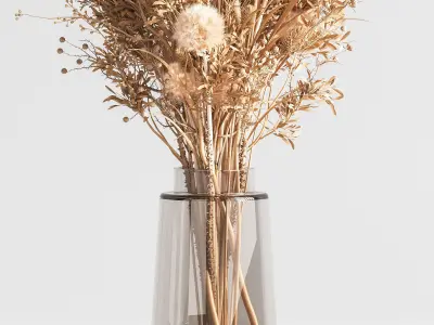 dry flowers bouquet vase 08 3D model