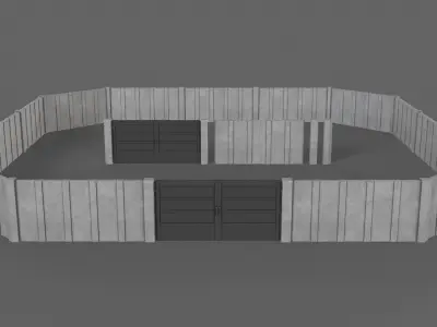 PBR Gate and Wall 2 Low-poly 3D model